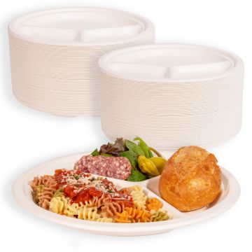 MULMEHË® Bagasse Paper Dinner Plate, 10